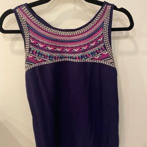 Navy blue with colorful stitching tank top